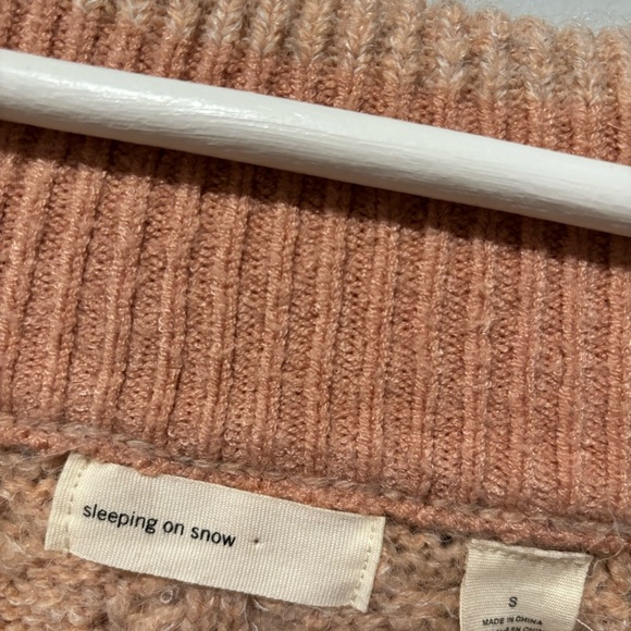 Anthropologie Sleeping on Snow Off the Shoulder Cable Knit Sweater Blush - Picture 5 of 6